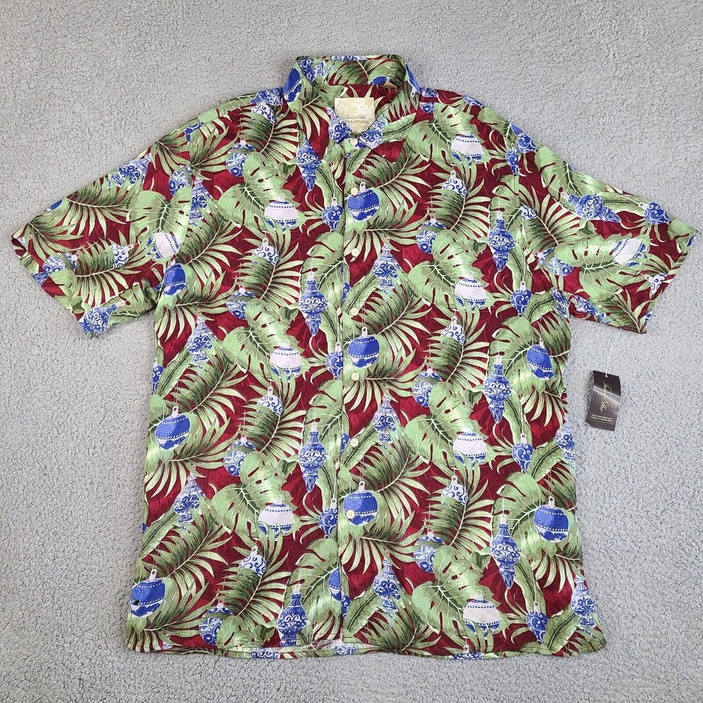 Tasso Elba Island Shirt Men's XL Multicolor Hawaiian Christmas Festive Rayon